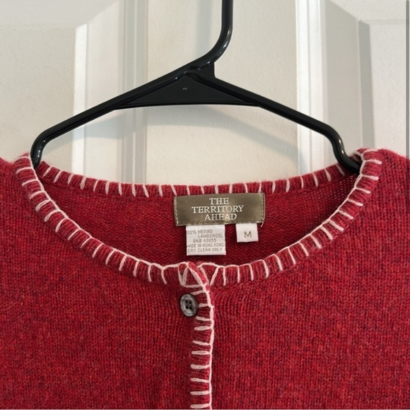 Vintage The Territory Ahead Red Embroidered Lambswool Cardigan size M - Picture 2 of 13